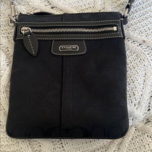 Like New Coach Black Jacquard Crossbody Bag